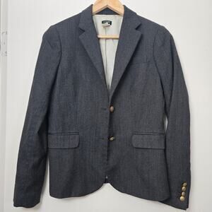 J. Crew Wool Schoolboy Blazer Size 4 Gray Gold Buttons Work Business Casual